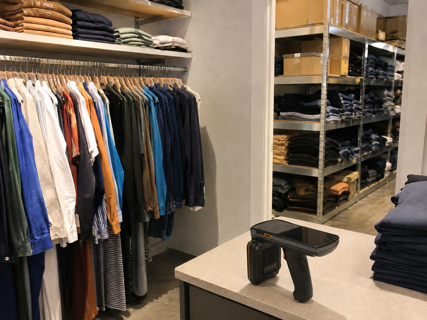 fashion-store-inventory-rfid RFID handheld reader supporting fashion store inventory and stocktaking
